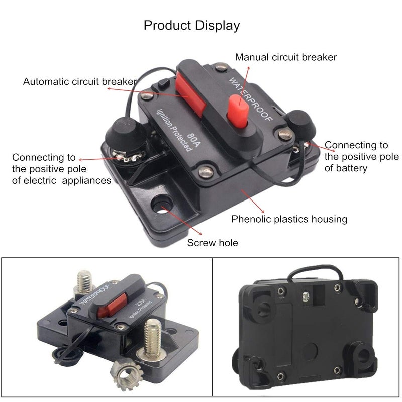 OUHL 30 Amp Circuit Breaker Manual Reset 30-250A for Car Truck Rv ATV Marine Trolling Motors Boat Vehicles,12V-48V DC (30A) - Image 4